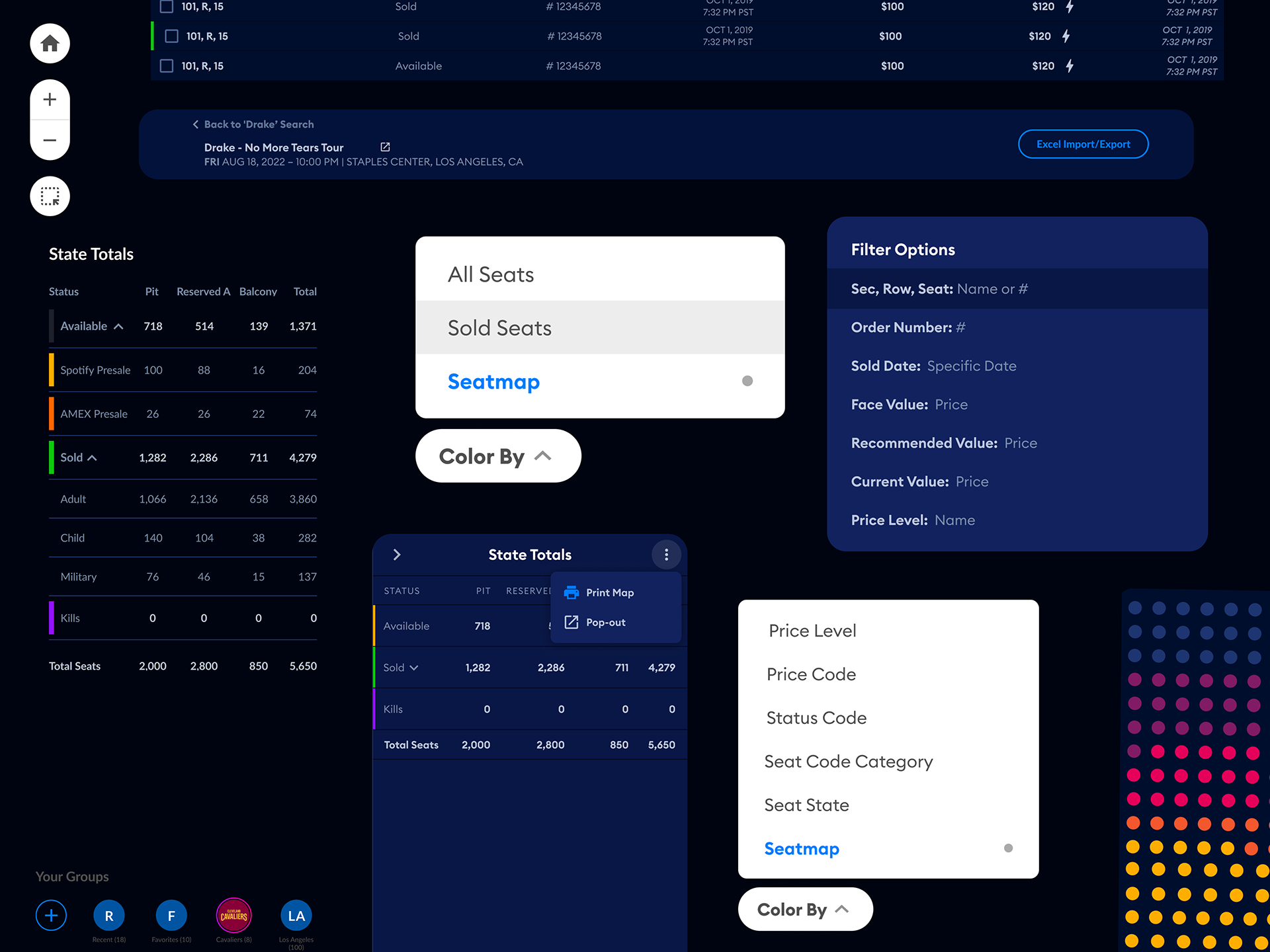 Ticketing dashboard interface